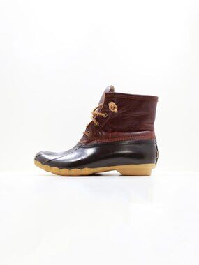Sperry Saltwater Brown Rubber & Leather Insulated Waterproof Rain Boots - 7